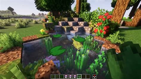 Minecraft outdoor build hacks with fish pond