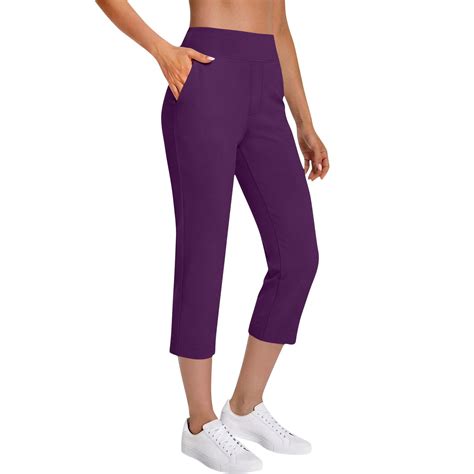 AHTJRT Women's Golf Pants Workout Ankle Pants with Pockets Stretch High Waist Dress Pants Yoga ...