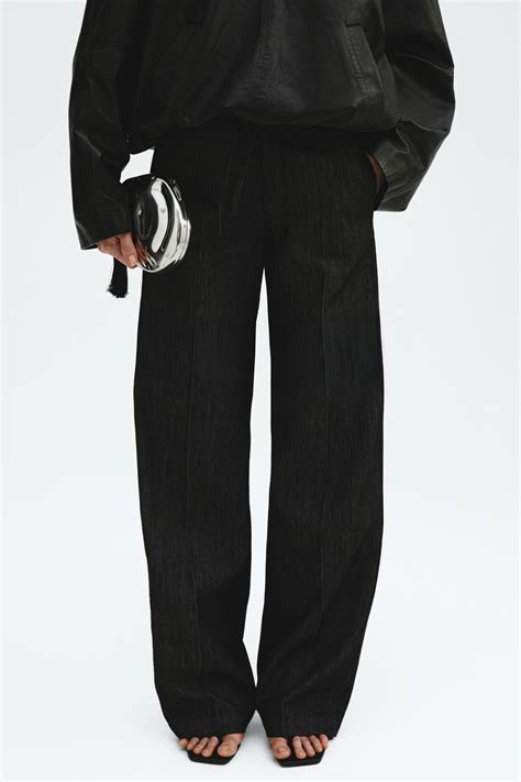 Women's Washed black Denim drawstring trousers | H&M IN