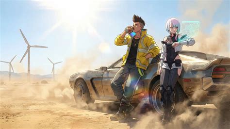 Cyberpunk Edgerunners Duo Futuristic Road Break UHD Wallpaper | Anime Sci-Fi Aesthetic