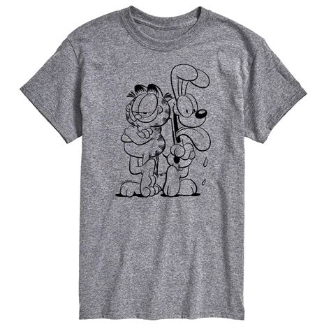 Big and Tall Cartoon Cat and Dog Outline T-Shirt in Athletic Heather ...
