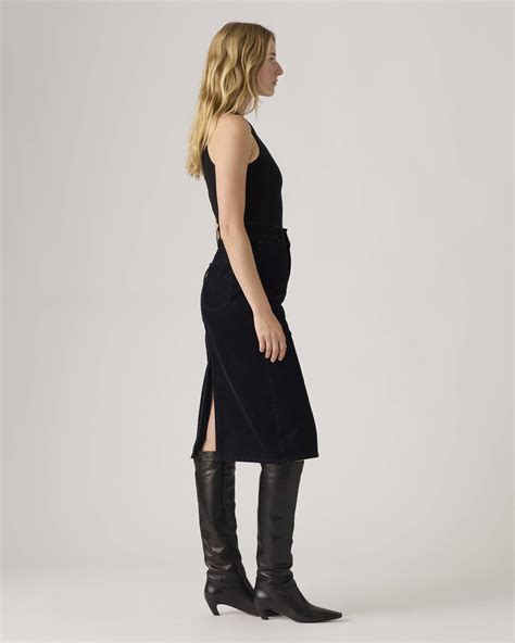 High Rise Back Slit Skirt - Black | Levi's® US