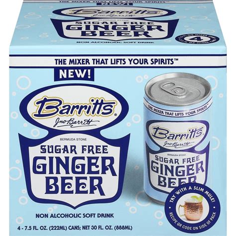 Barritts Sugar Free Ginger Beer 4 pk Cans - Shop Cocktail mixers at H-E-B - One For All
