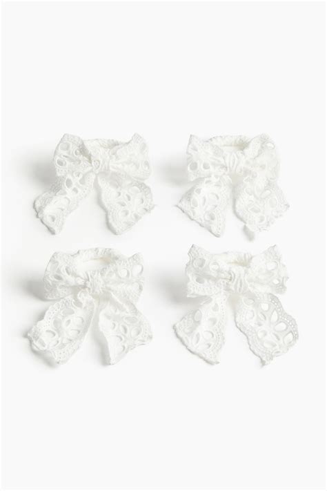 4-pack broderie anglaise napkin rings - Wit - HOME | H&M BE