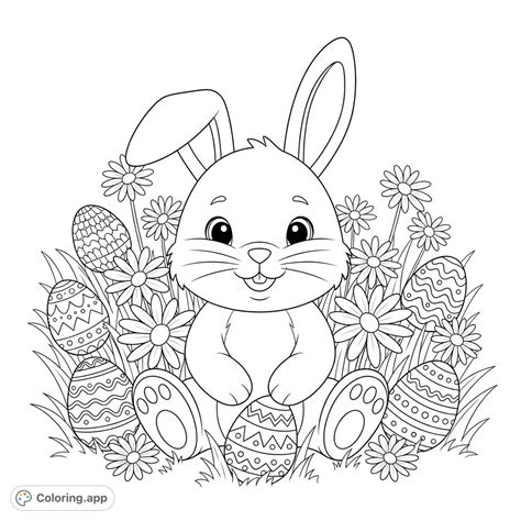 Cosy Easter Bunny Field - Coloring.app