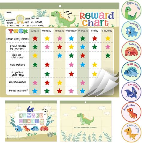 Kids Behavior Chart Dinosaur Magnetic Reward Chart For Kids - Behavior ...
