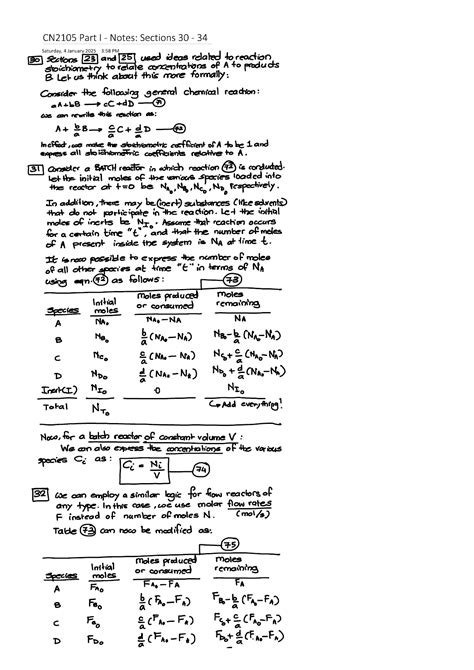 CN2105 Lecture Notes: Chemical Reactions in Batch Reactors - Studocu
