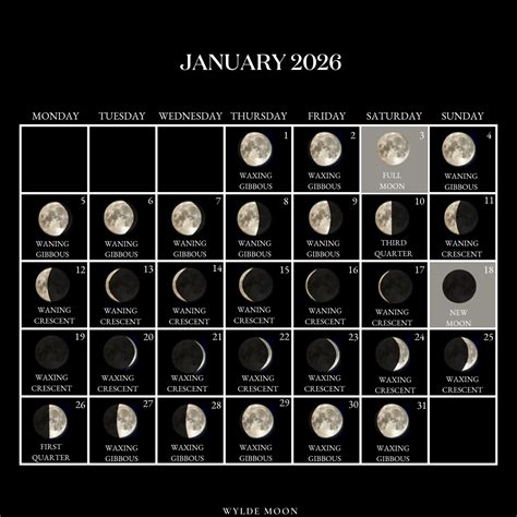 January 2026 Calendar With Moon Phases - Free 2026 Printable Calendar