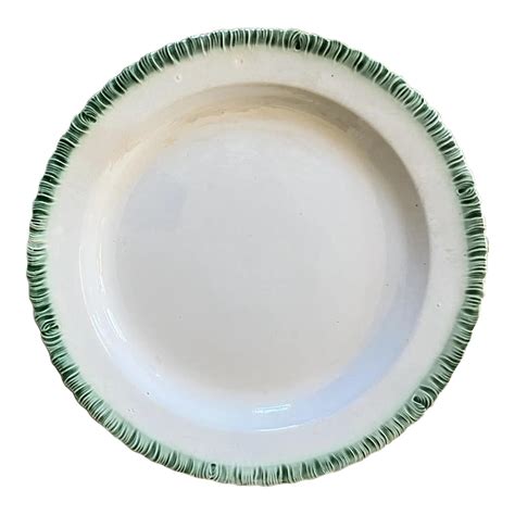 Antique Early 19th Century English Pearlware Green Feather Edge Plate | Chairish