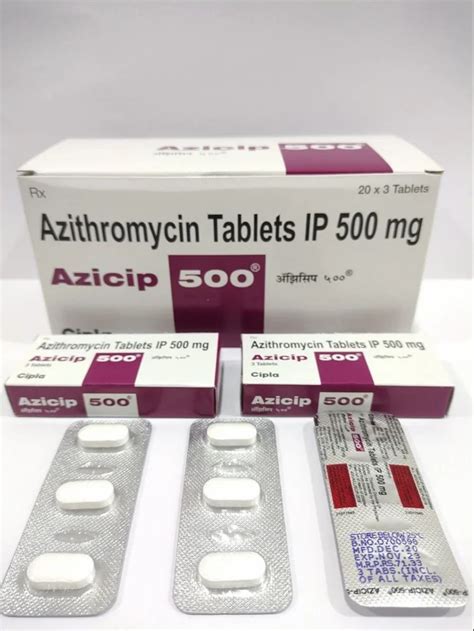 Azicip 500 Azithromycin Tablets IP 500 Mg at ₹ 55/strip | Azithromycin ...