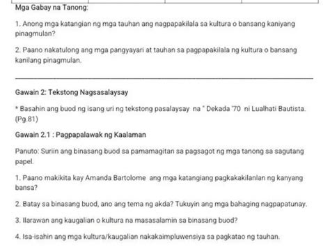 Mga Gabay na Tanong: Anong mga katangian ng mga tauhan ang nagpapakilala..
