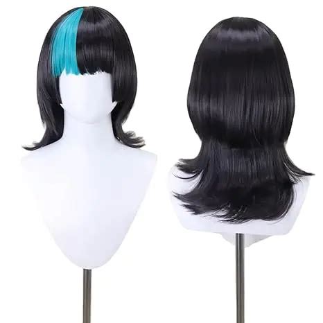Peluca de Anime Kirara Hoshi, pelo rizado medio azul y negro con ...