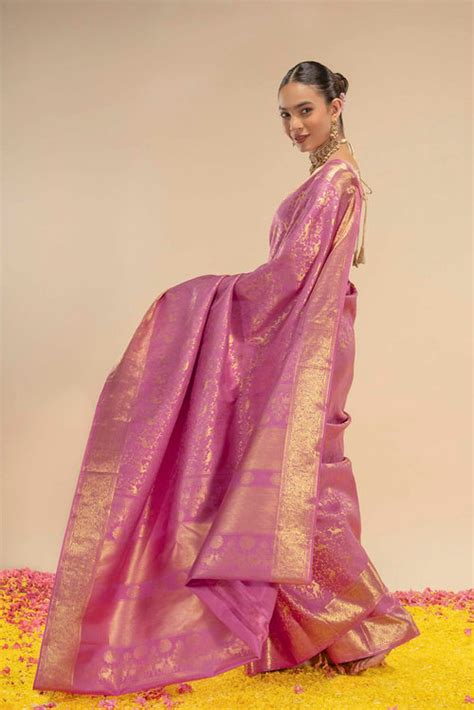 Buy Rose Gold Organza Silk Saree Online – Nalli Silk Sarees Pvt Ltd
