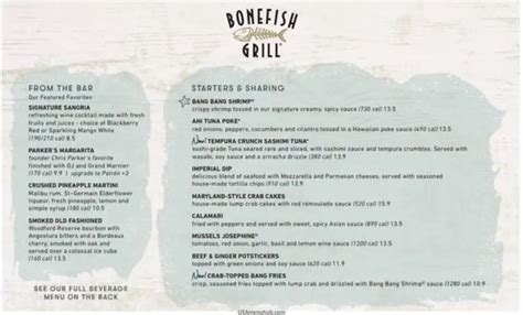 Bonefish Grill Menu With Prices, Calories & Best Picks 2026