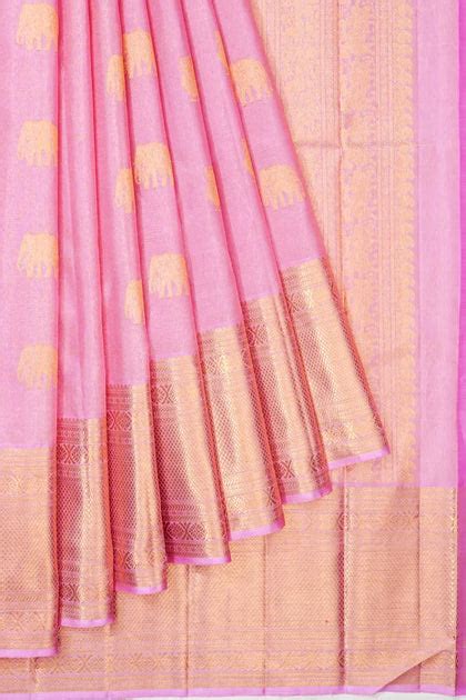 Kanchipuram Silk Oosi Lines And Butta Lavender Saree