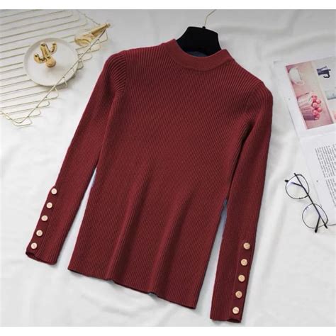 Jual Inara Blouse Rajut Kancing 4 Atasan Baju Wanita Korean style Press ...