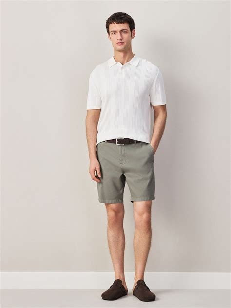 Buy Khaki Green Faux Suede Belted Chino Shorts from Next India