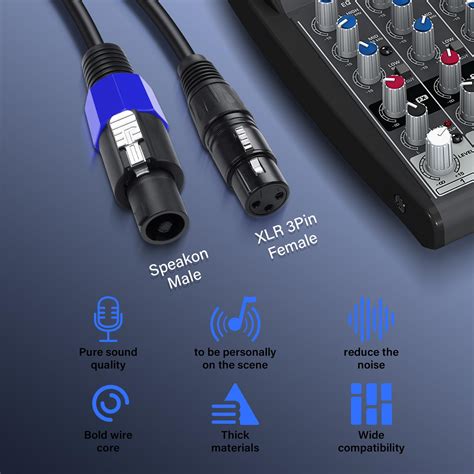 SinLoon Speakon XLR 3Pin Cable 22AWG Male Female Audio Extensi