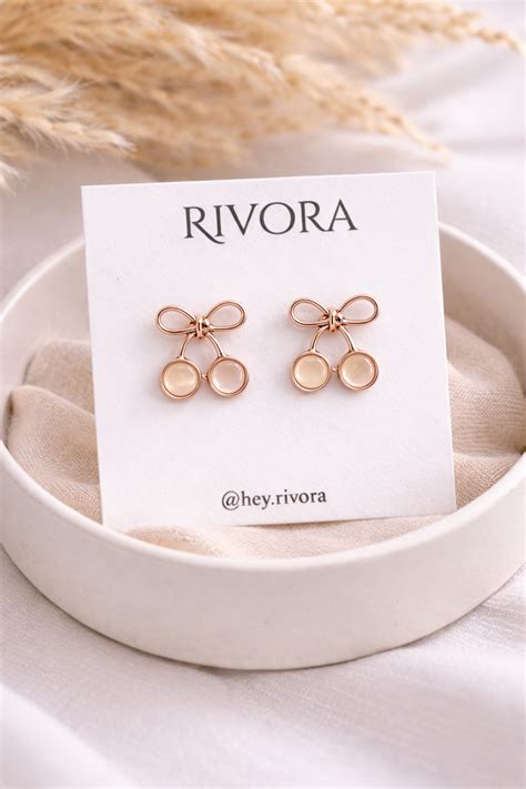Cherry Bow Stud Earrings for Women