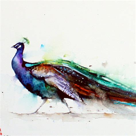 Buy PEACOCK Colorful Watercolor Bird Art Print by Dean Crouser Online ...