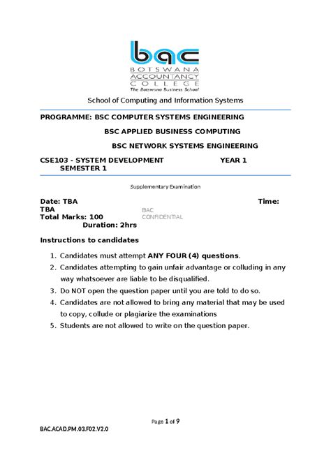 CSE103 Supplementary Exam Question Paper - Oct 2024 - Studocu