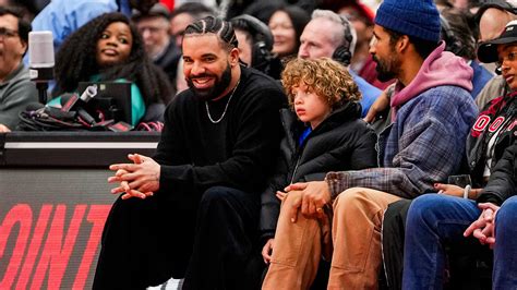 Drake and Adonis Attend Raptors Game in Toronto
