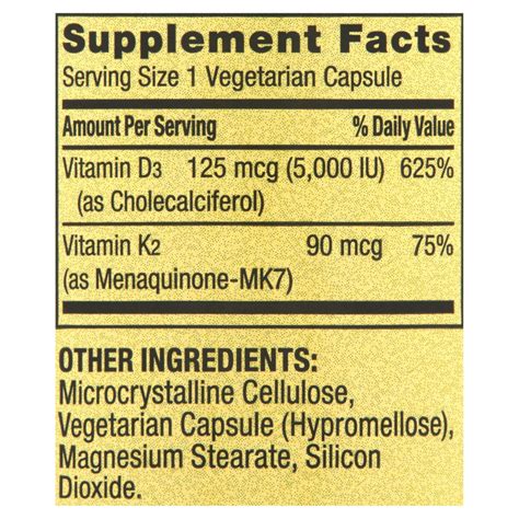 Spring Valley Vitamin K2 + D3 Vegetarian Capsules 90 Count - Supports Bone Health and Immune ...