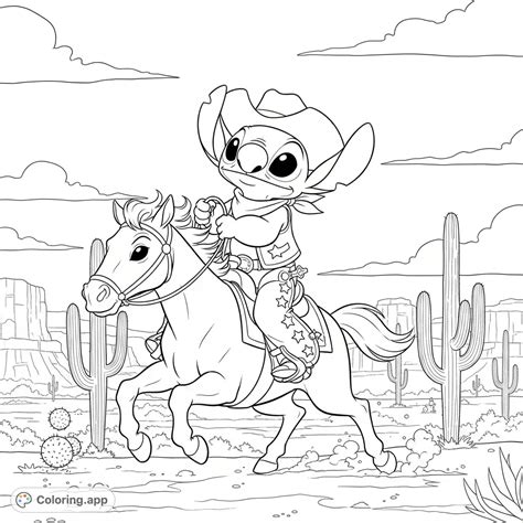 Stitch Wild West Rider - Coloring.app