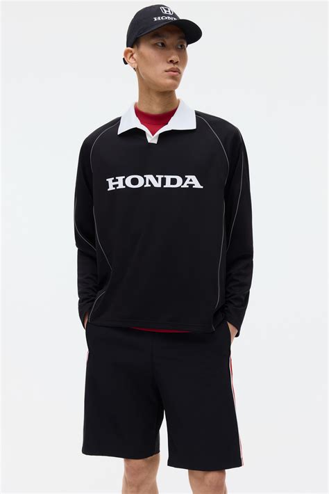 Loose Fit Printed polo shirt - Black/Honda - Men | H&M IN