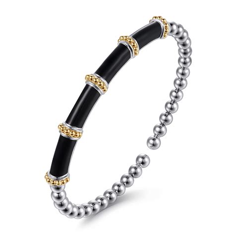 Silver/14K Yellow Gold Bujukan Cuff Bracelet. SKU: BG5231E86MZJJJ | Gabriel & Co.