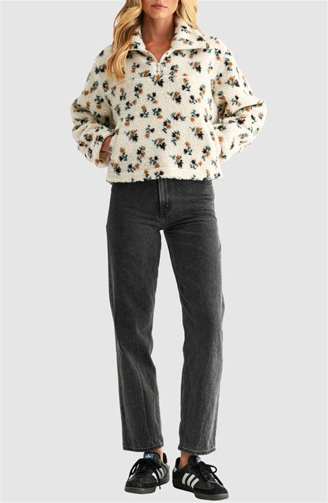 All in Favor Floral High Pile Fleece Half-Zip Pullover | Nordstromrack