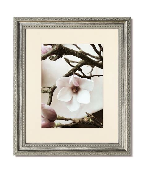 11x14 Traditional Ornate Silver Frame, Glass & Single Warm White Mat ...