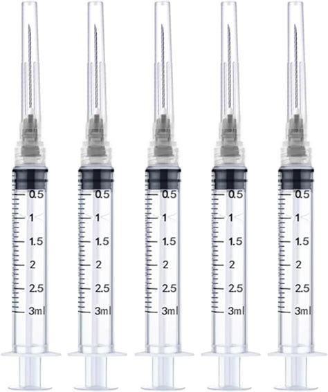 Amazon.com: 50 Pack 3ml/cc Disposable Luer Lock Lab Syringes with 22Ga ...