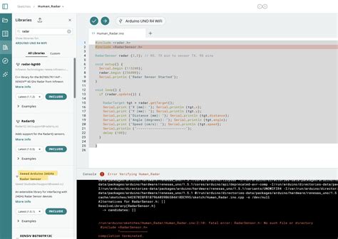 RadarSensor library not working - Programming - Arduino Forum