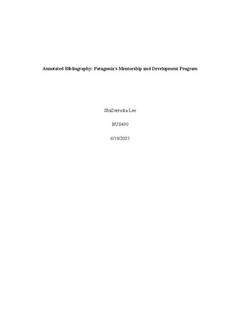 Annotated Bibliography on Mentorship & Development - BUS490 - Studocu