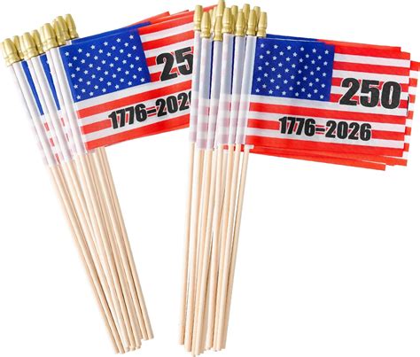 Amazon.com : USA 250th Anniversary Flag 32 Pcs, 4x6 Inch Small American Flags on Stick for 4th ...