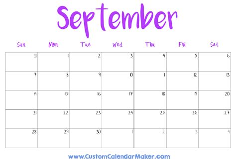 Print Sept 2025 Blank Calendar - 2025 Free Blank Calendar Pages