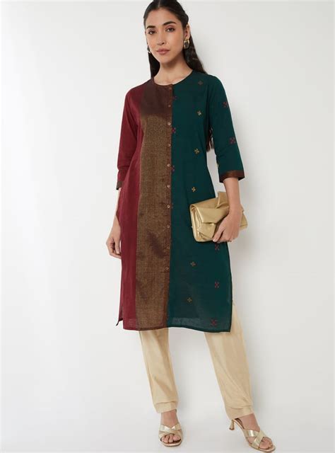 Buy Women Colourblock Straight Kurta Online at just Rs. 699.0 ...