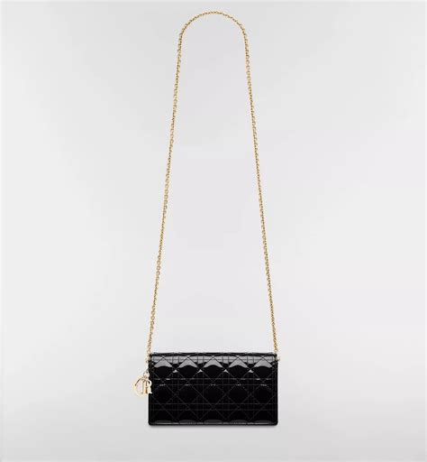 Lady Dior Pouch Black Patent Cannage Calfskin | DIOR