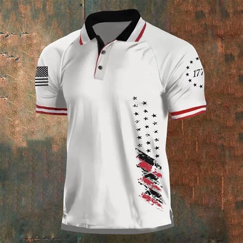 Polo Shirt for Men Stretchy USA 250th Anniversary Shirt Independence ...
