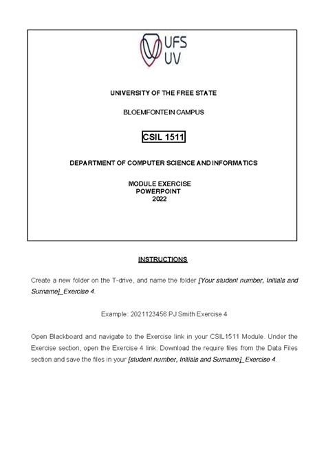 CSIL1511 Exercise 4: PowerPoint Presentation Instructions - Studocu