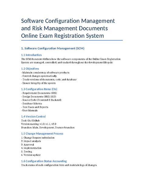 SCM & Risk Management for Online Exam Registration System - Studocu