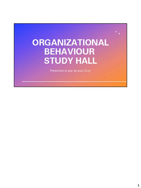 OB Study Hall: Psychological Contracts & Organizational Behavior Insights - Studocu