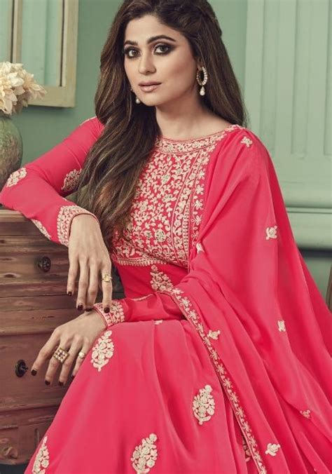 Buy Women Pink Embroidered Georgette Anarkali Set - XKU52739 - Ready to ...