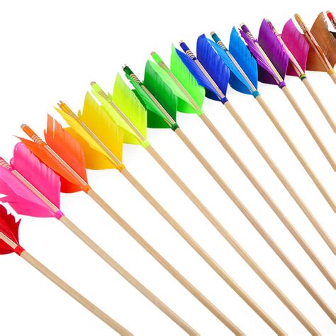 Wood Four Feather Turkey Arrow for Recurve & Compound Bow | Colorful F ...