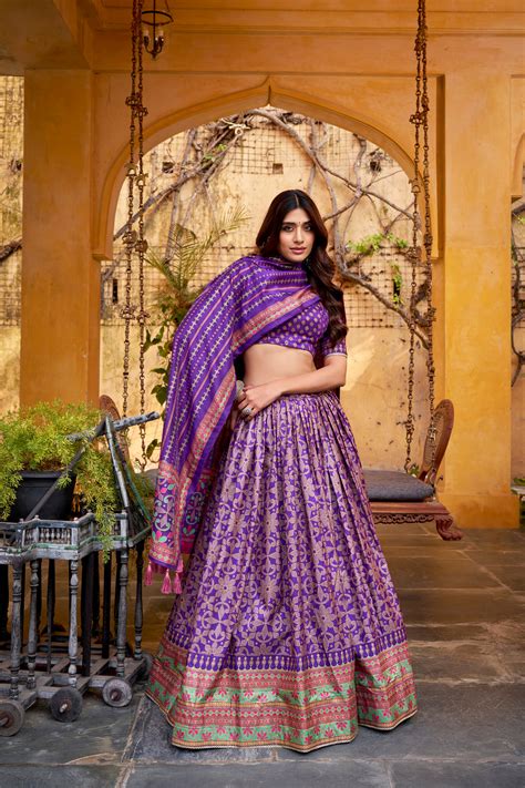 Samaira Purple Color Tasar Silk Iconic Sparkle With Lace Work Lehenga ...