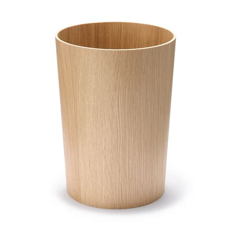 Papelera redonda de madera con soporte de metal | MUJI
