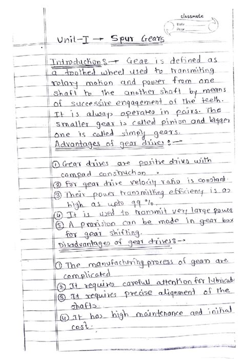 001 Unit-I Spur Gear: Understanding Gear Types and Applications - Studocu