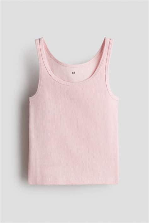 Ribbed cotton vest top - Light pink - Kids | H&M IN
