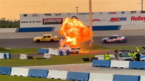 Watch what happens when a car explodes during a race